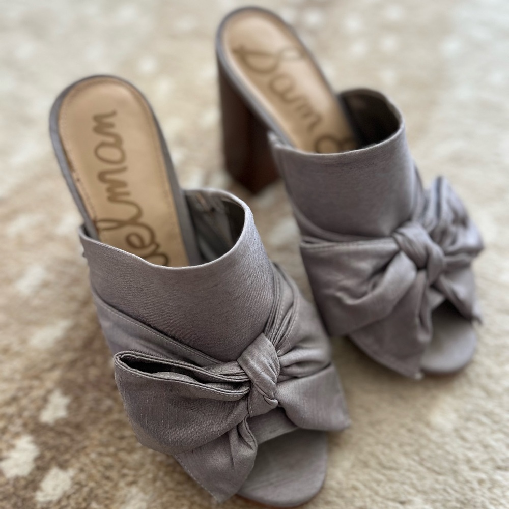 Sam Edelman Gray Women's Mules with Bow - size 8
